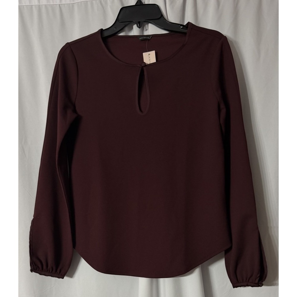 NWT Ann Taylor Womens Long Sleeve Keyhole Top Blouse Shirt Size Small Petite